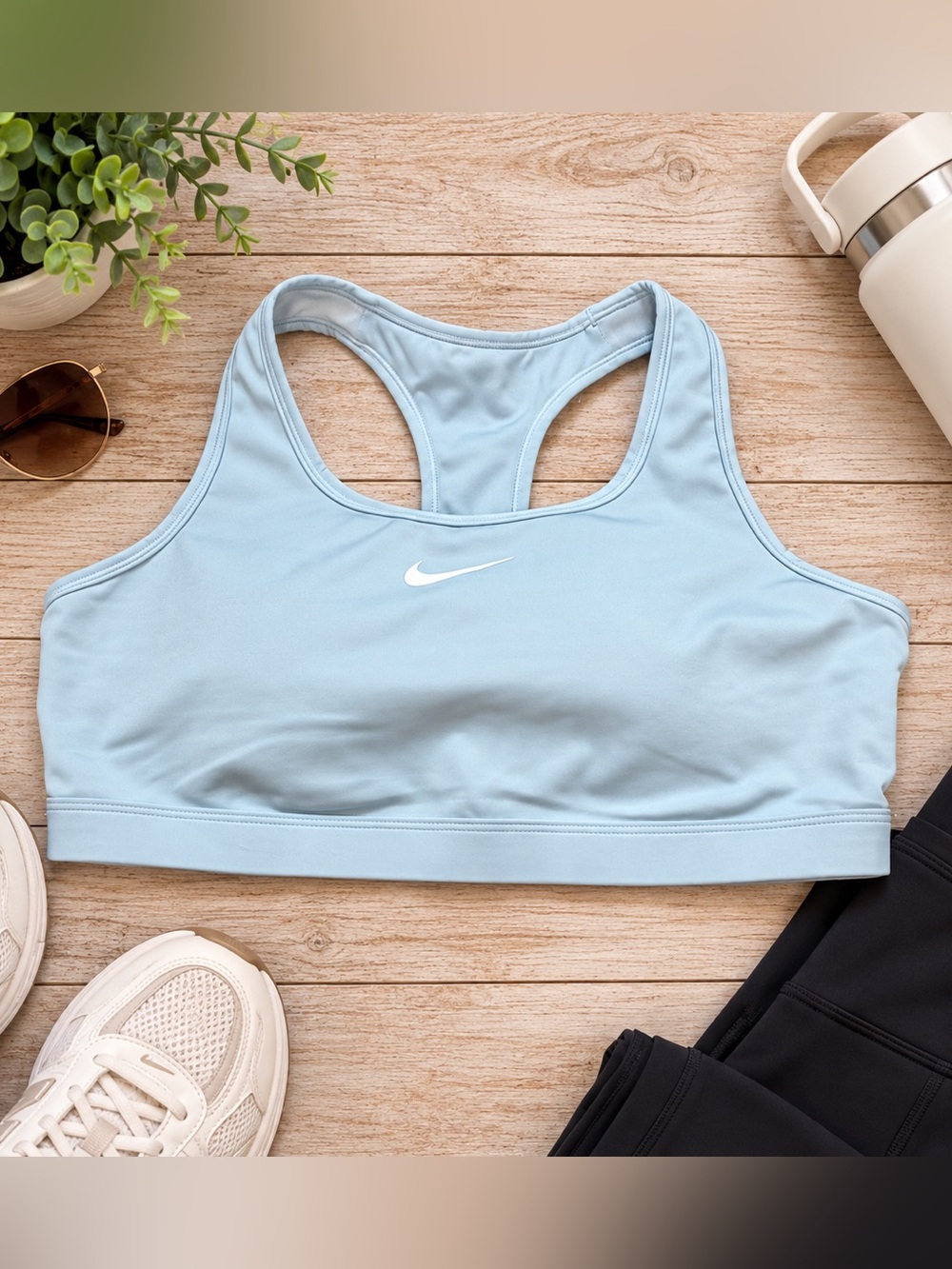 Nike Dri-FIT XL Light Blue Racerback Sports Bra Swoosh Athletic